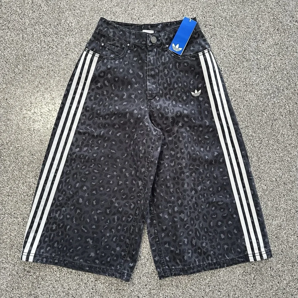 Adidas Baggy Shorts Womens 23 Denim Bermuda Animal Print 90's Skater 18
